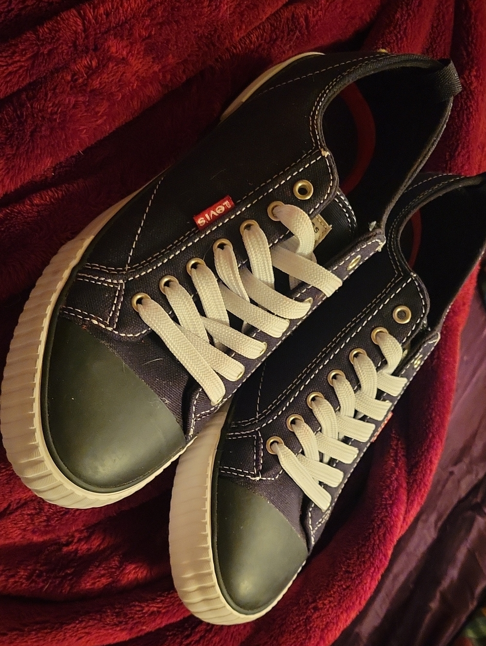 Men's LEVI'S Casual Canvas Sneakers in Black with White Laces